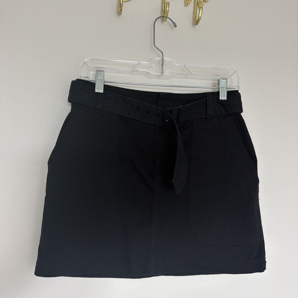 Abercrombie & Fitch Black Cotton Belted Mini Skirt Sz Small